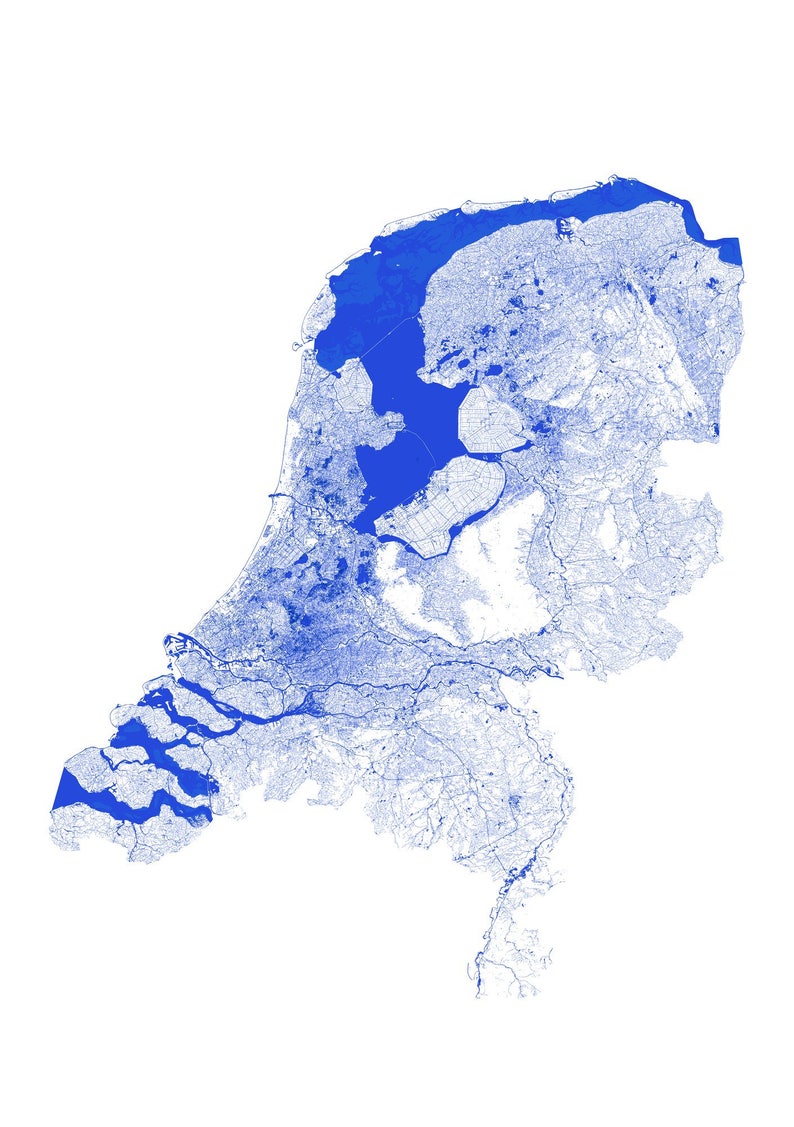 The Netherlands Map Print Printable Netherlands Map Art | Etsy