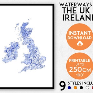 Arte de mapa del Reino Unido, mapa de Irlanda, impresión de mapa del Reino Unido para imprimir, impresión del Reino Unido, impresión de Inglaterra, impresión de Gran Bretaña, impresión de mapa de Inglaterra, póster de Irlanda, arte de pared de Inglaterra