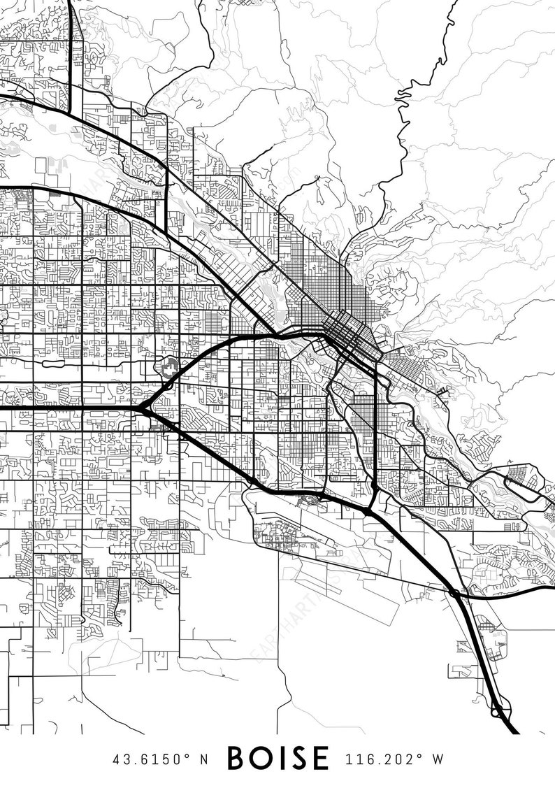 Boise Idaho Map Print Detailed City Of Trees Art Digital Download Etsy Il Tk39 