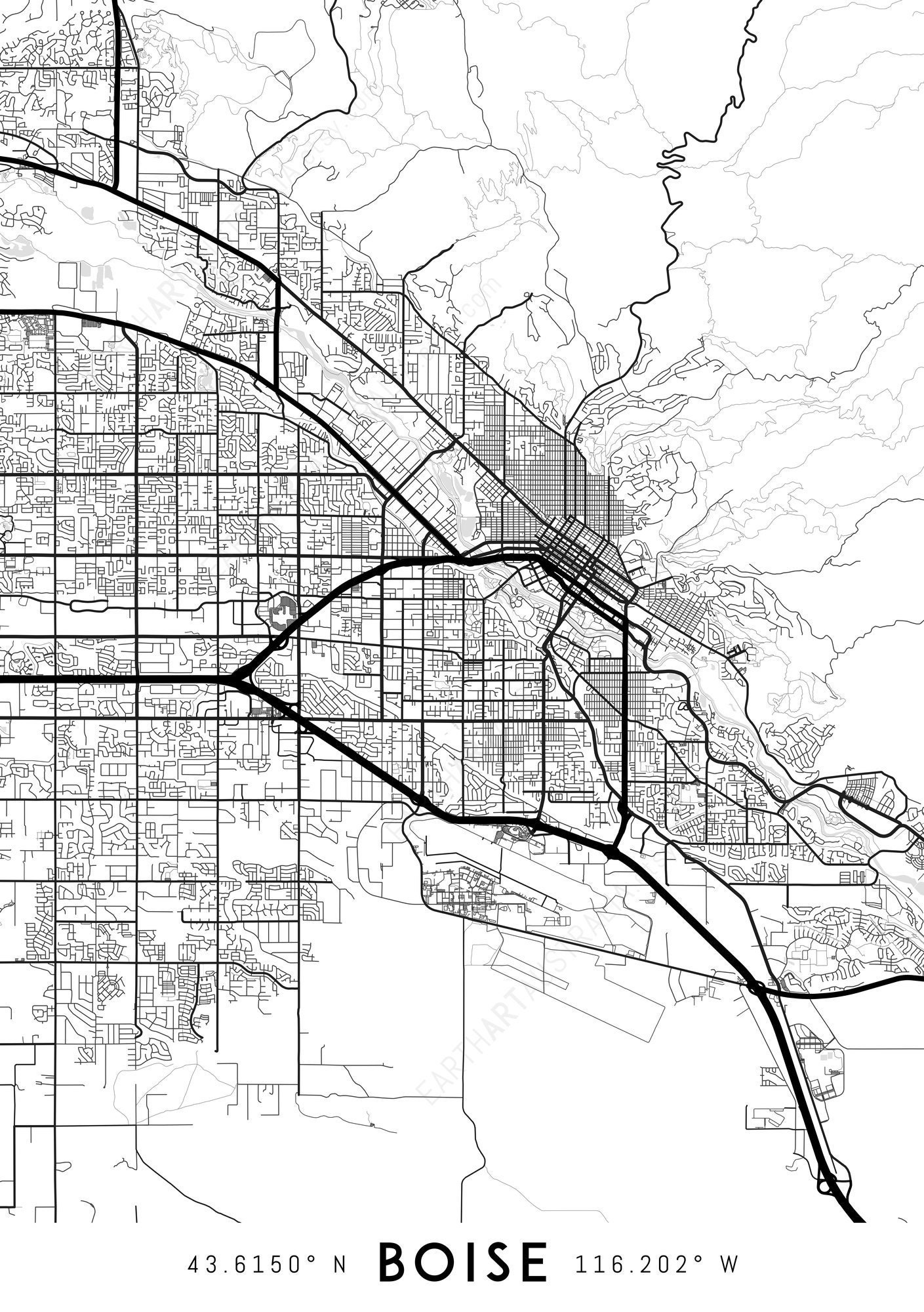 Boise Map Print Boise Print Boise City Map Boise Idaho Map | Etsy