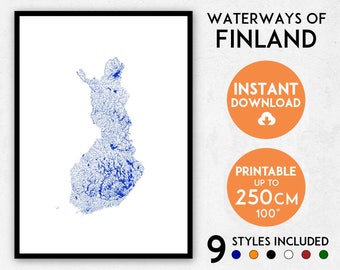 Finland map print, Finland print, Finland poster, Finland wall art, Map of Finland, Finland art print, Finland gift, Scandinavian print