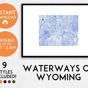 Wyoming map print, Printable Wyoming map art, Wyoming print, Wyoming art, Wyoming poster, Wyoming wall art, Wyoming gift, Map of Wyoming