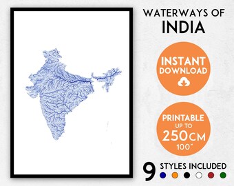 India map print, India print, India poster, India wall art, Map of India, India art print, India map poster, India gift, Delhi map