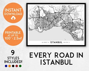 Istanbul map print, Printable Istanbul map art, Istanbul print, Istanbul art, Istanbul poster, Istanbul wall art, Turkey map, Istanbul gift