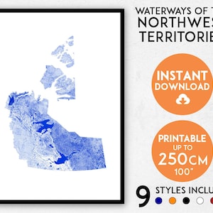 Northwest Territories map print, Printable Canada map art, NWT map, Northwest Territories print, Canada map, Canada poster, Canada wall art