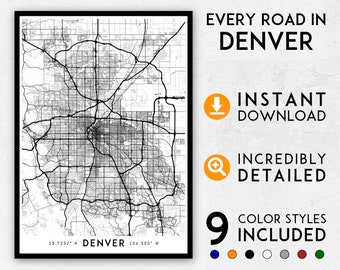Denver map print, Denver print, Denver city map, Colorado map, Denver poster, Denver wall art, Map of Denver, Denver art, Denver map poster