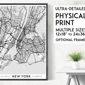 Elke weg in New York City-posterafdruk | Fysieke kaartafdruk New York, afdruk New York, kunst New York, kunst aan de muur New York, poster NYC