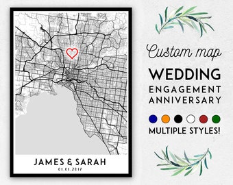 Custom wedding map gift, Valentines gift, wedding idea, Custom wedding gift idea, Anniversary gift, Wedding gift map, Engagement gift ideas