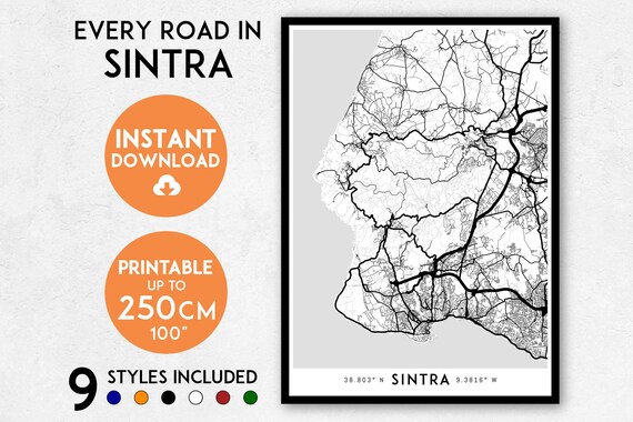 Sintra Map Print Printable Sintra Map Art Sintra Print | Etsy