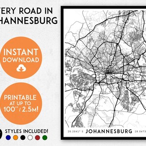 Johannesburg map print, Printable Johannesburg map art, Johannesburg print, South Africa map, Johannesburg art print, Johannesburg poster