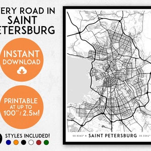 Saint Petersburg map art, Printable Russia map print, St Petersburg print, St Petersburg poster, St Petersburg art, Wall art, Russia print