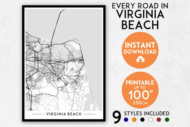Virginia Seashore map print, Virginia Seashore print, Virginia Seashore metropolis map, Virginia Beach front poster, Virginia Seashore wall artwork, Virginia map photo relating to Printable Map of Virginia titled Virginia Beach front map print, Virginia Seaside print, Virginia Seaside town map, Virginia Seaside poster, Virginia Seaside wall artwork, Virginia map