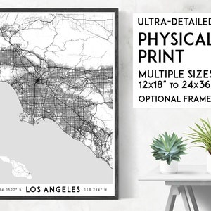 Póster de mapa de Every Road in Los Ángeles, póster de Los Ángeles, impresión de Los Ángeles, impresión de Los Ángeles, impresión de mapa de Los Ángeles, mapa de la ciudad de Los Ángeles, impresión de mapa de Los Ángeles