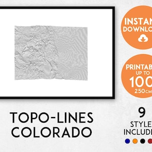 Colorado Topographic Map Art Print: Minimalist Topo-lines (Digital Download)