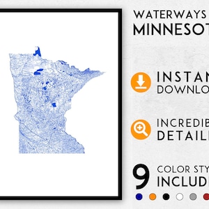 Minnesota Kartendruck, Minnesota Druck, Minnesota Kunst, Minnesota Poster, Minnesota Wandkunst, Karte von Minnesota, Minnesota Kunstdruck