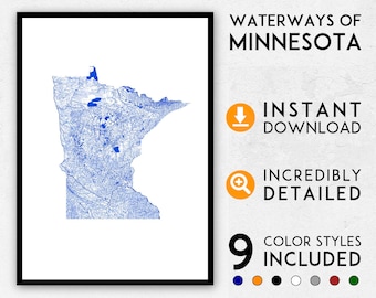 Minnesota map print, Minnesota print, Minnesota art, Minnesota poster, Minnesota wall art, Map of Minnesota, Minnesota art print