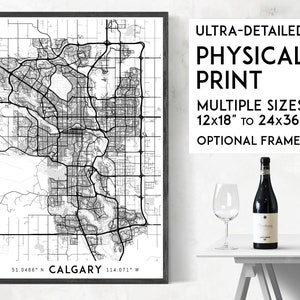 Calgary City Map Art Print: Detailed Alberta Road Map Poster