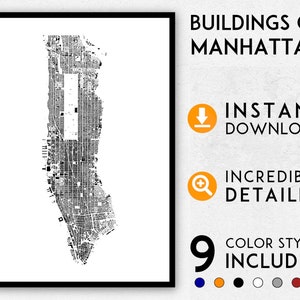 Impresión de mapa de Manhattan, mapa de Nueva York, impresión de Manhattan, mapa de la ciudad de Nueva York, póster de Manhattan, arte mural de Manhattan, mapa de Manhattan, mapa de Nueva York