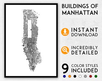 Manhattan map print, New York map, Manhattan print, New York City map, Manhattan poster, Manhattan wall art, Map of Manhattan, NY map