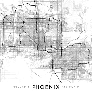 Phoenix Map Print, Printable Phoenix Map Art, Phoenix Print, Arizona ...