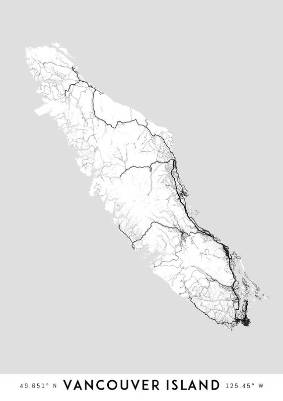 Vancouver Island Map Print Vancouver Island Map Art Victoria Etsy