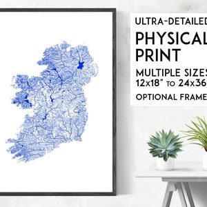Wasserstraßen Irlands Druck | Physischer Irland Kartendruck, Irland Poster, Irland Wandkunst, Irland Kunstdruck, Irland Karte Kunst, Irland Geschenk