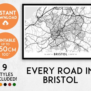 Bristol map print, Printable Bristol map art, Bristol print, UK map, Bristol art, Bristol poster, Bristol wall art, England map, UK print