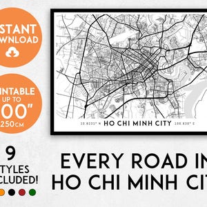 Ho Chi Minh City map print, Printable Ho Chi Minh map art, Ho Chi Minh print, Vietnam map, Ho Chi Minh City art, Ho Chi Minh City poster
