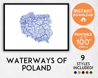 Poland map print, Poland print, Poland poster, Poland wall art, Map of Poland, Poland art print, Europe map, Warsaw map, Warsaw print