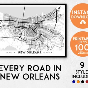 New Orleans Karte, New Orleans Druck, New Orleans Stadtplan, Louisiana Karte, New Orleans Poster, New Orleans Wandkunst, Karte von New Orleans