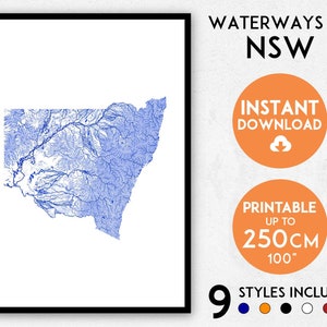 NSW map print, NSW print, Australia map, Australia print, NSW poster, Australia wall art, Australia art print, New South Wales map print