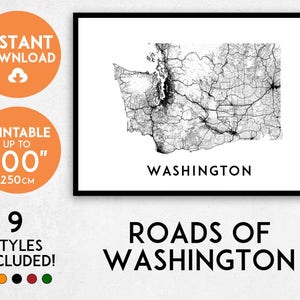 Washington Karte Druck, bedruckbare Washington Karte, Kunst von Washington, USA Poster, Washington Kunst, Washington Plakat, Washington Wandkunst
