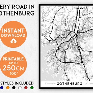 Gothenburg map print, Printable Gothenburg map art, Gothenburg print, Sweden map, Gothenburg art, Gothenburg poster, Gothenburg wall art
