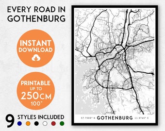 Gothenburg map print, Printable Gothenburg map art, Gothenburg print, Sweden map, Gothenburg art, Gothenburg poster, Gothenburg wall art