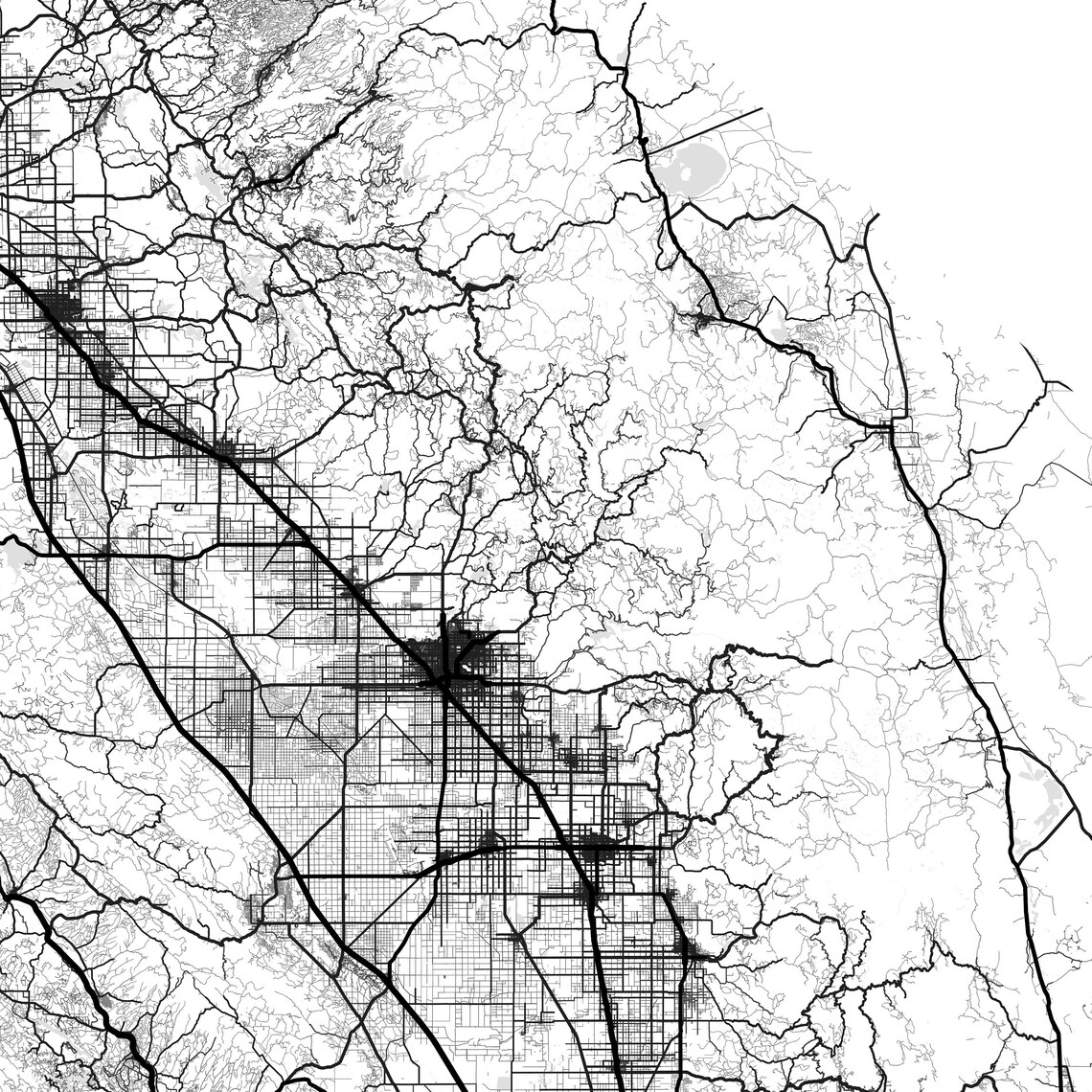 Roads of California map poster California print California | Etsy