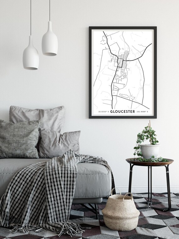Gloucester Map Print Australia Print Nsw Map Gloucester Poster Gloucester Wall Art Map Of Gloucester Gloucester Art Print