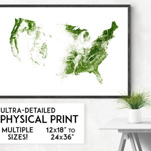 Wälder der USA drucken | Physische USA Karte, USA Poster, USA Karte, USA Karte, Amerika Karte Kunst, Amerika Wandkunst