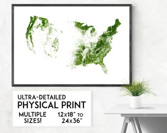 Forests of the USA print | Physical USA map print, USA poster, United States map, United States art, America map art, America wall art