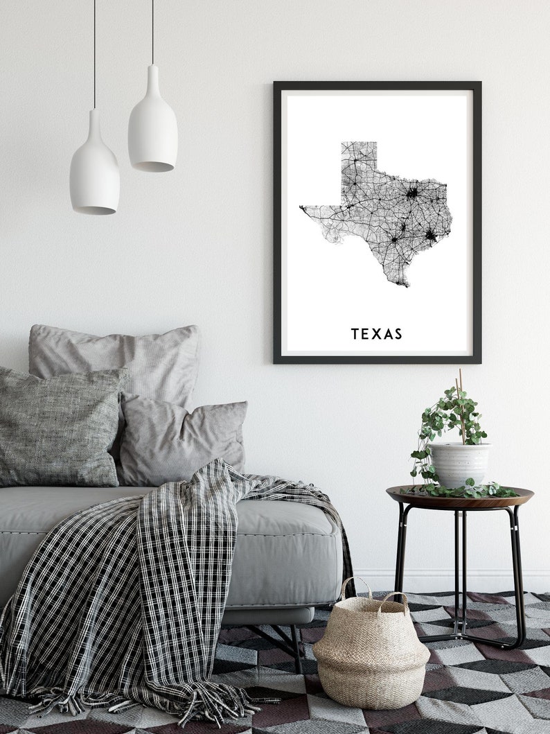 Texas wall art Texas map poster Texas poster Texas print Texas state map Texas art print USA map Map of Texas Texas map print