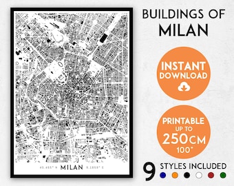 Milan map print, Milan print, Milan city map, Italy map print, Milan poster, Milan wall art, Map of Milan, Milan art print, Milan map poster