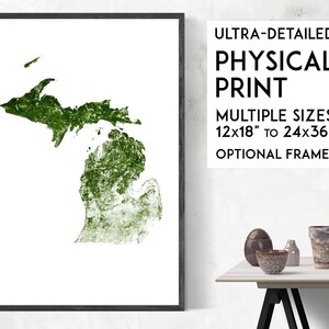 34 x 38 cm Wald Posterdruck PhysischeMichigan Karte Druck,Michigan Karte Druck, USA Karte, Artenschutz-Karte, Seiten-Kunst, Seiten-Kunst