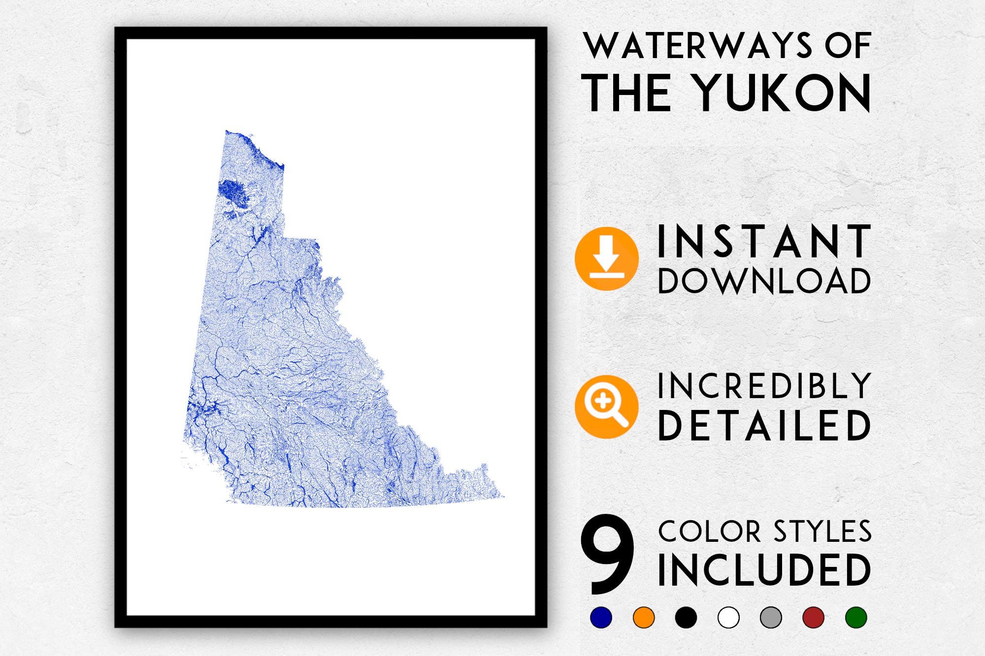 Yukon map print Yukon print Yukon city map Yukon poster Etsy