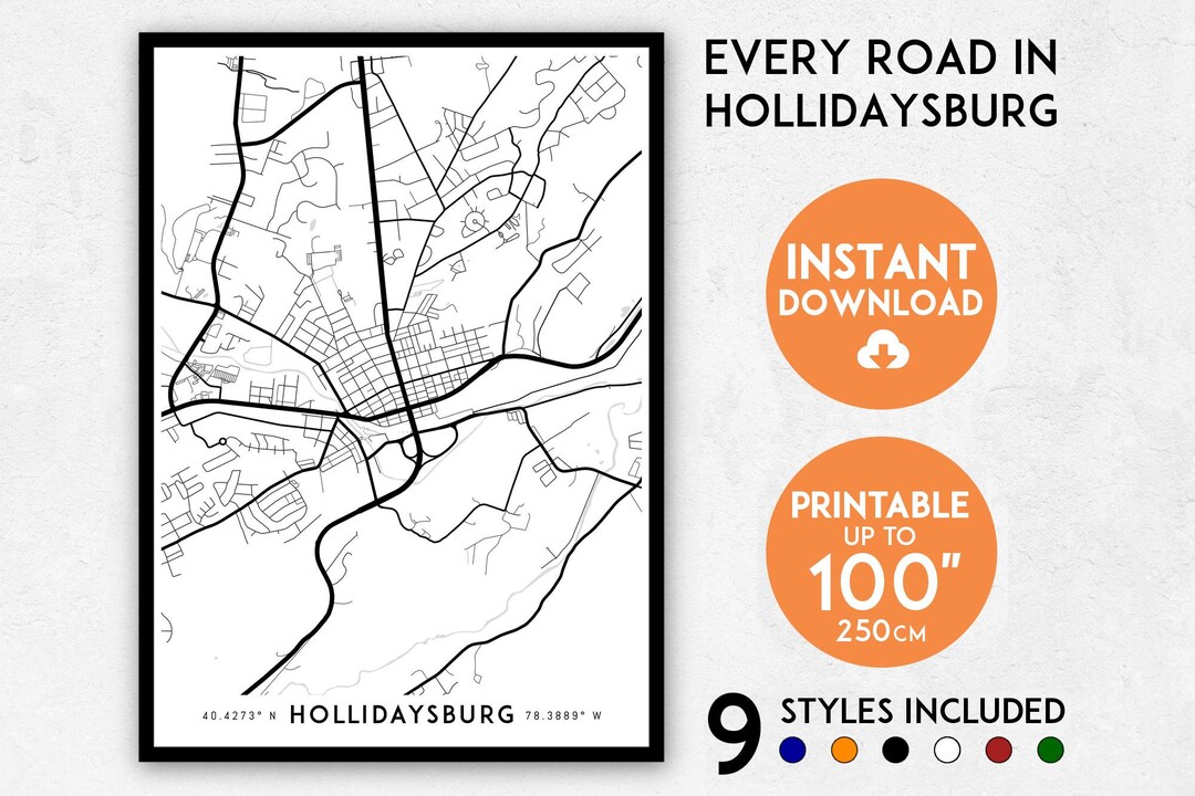 Hollidaysburg Map Print Hollidaysburg Print Pennsylvania Etsy