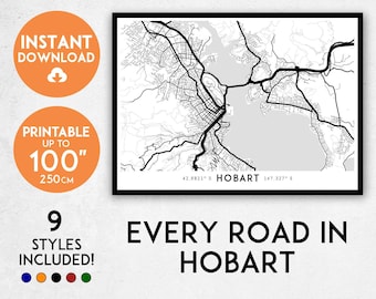 Hobart Map Print: Detailed Tasmania Road Art (Digital Download)