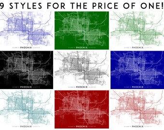 Phoenix Map Print Printable Phoenix Map Art Phoenix Print - Etsy