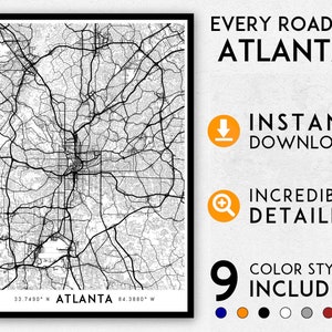 Atlanta map print, Atlanta print, Atlanta city map, Atlanta poster, Atlanta wall art, Map of Atlanta, Atlanta art print, Atlanta Georgia map