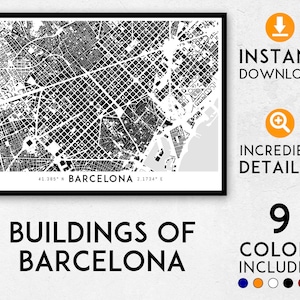 Barcelona map print, Barcelona print, Barcelona city map, Barcelona poster, Barcelona wall art, Map of Barcelona, Barcelona art, Spain map