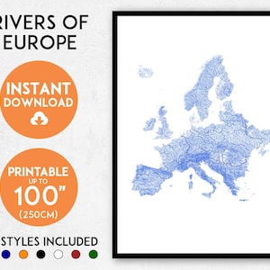 Kaart van Europa afdrukken, afdrukbare kaartkunst Europa, afdrukken van Europa, kunst van Europa, Europa-poster, kunst aan de muur Europa, cadeau Europa, Kaart van Europa, EU-kaart