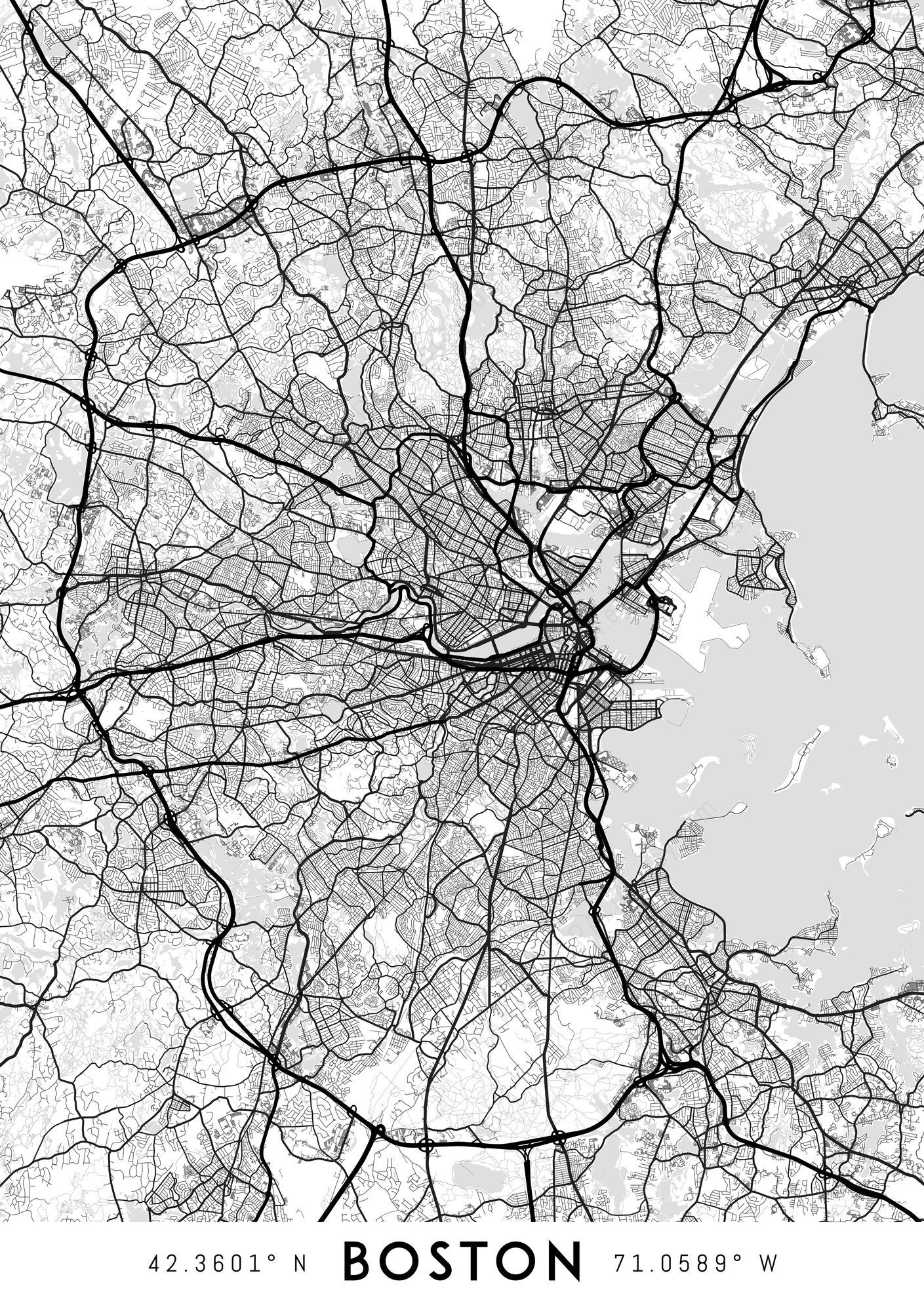 Boston map print Boston print Boston city map Massachusetts | Etsy