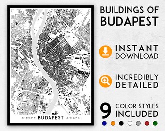 Budapest map print, Budapest print, Hungary art, Budapest city map, Hungary print, Budapest poster, Budapest wall art, Map of Budapest